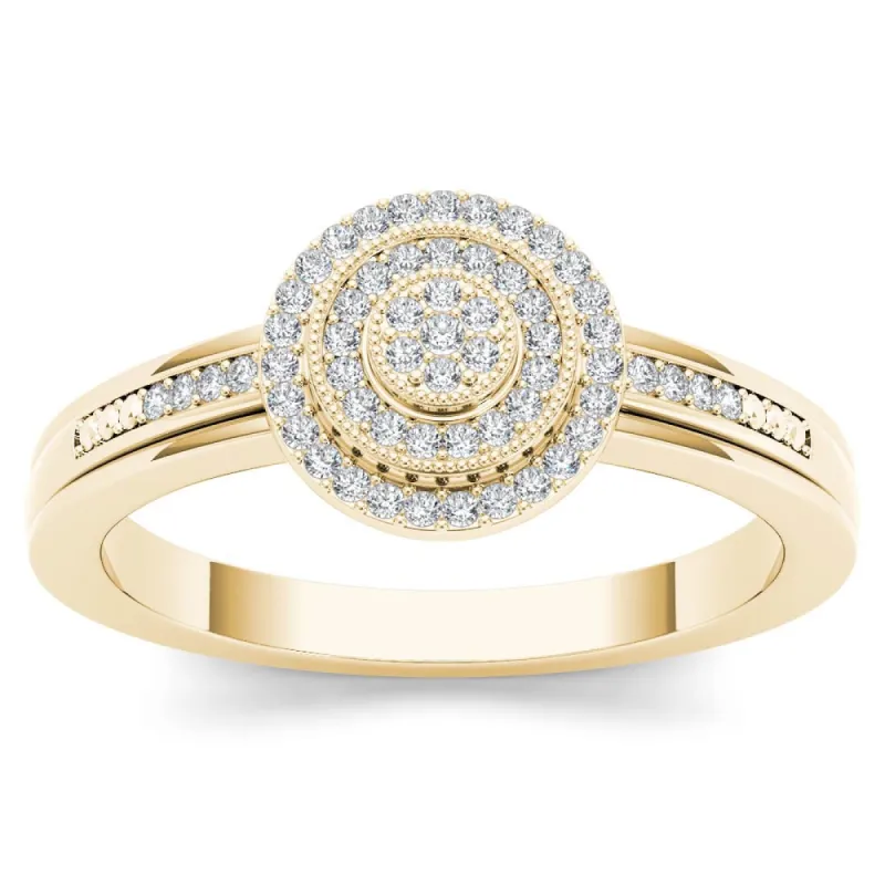 De Couer 10k Yellow Gold 1/6ct TDW Diamond Halo Engagement Ring - White sold by Zulily