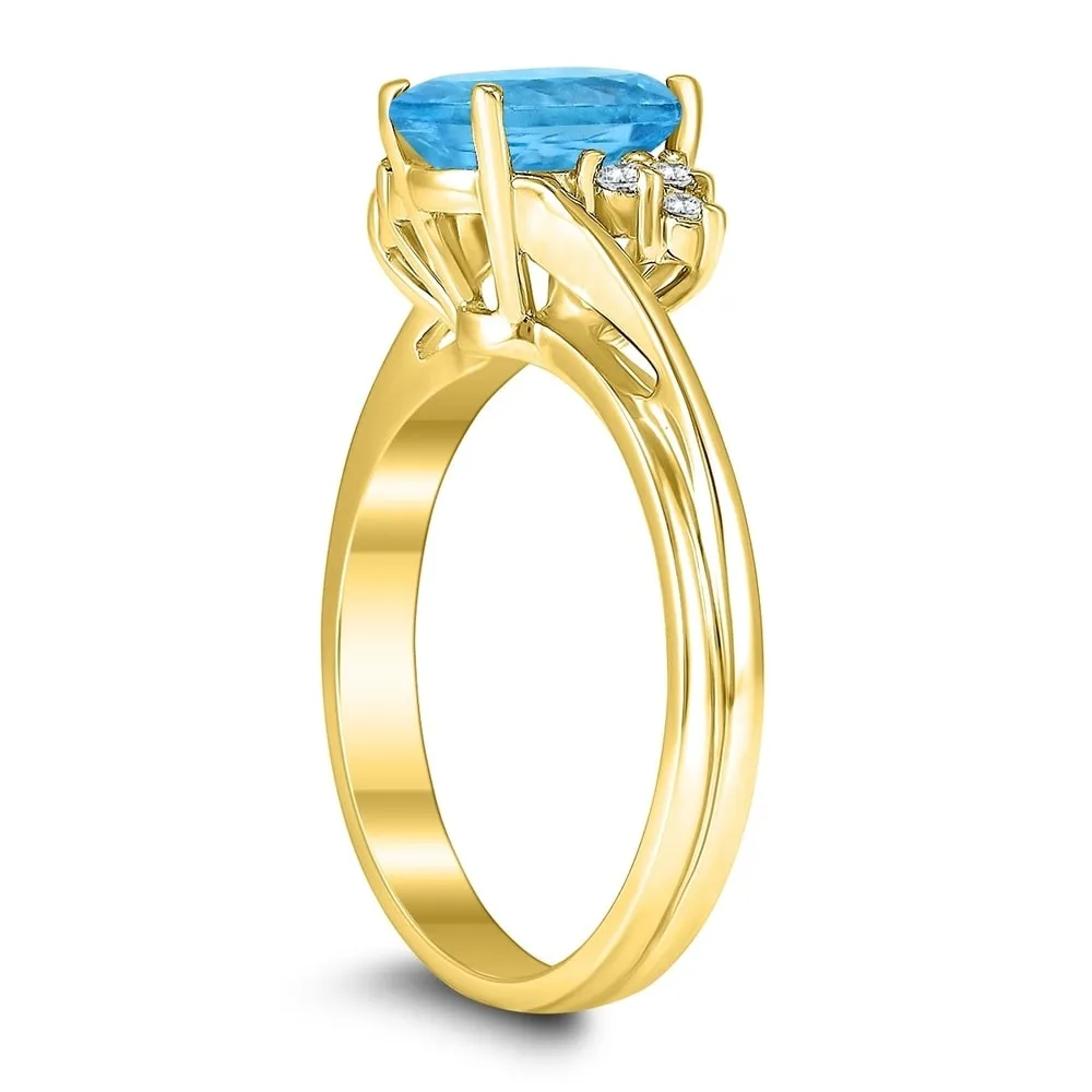 8X6MM Blue Topaz and Diamond Twist Ring in 10K Yellow Gold sold by Zulily product image thumbnail 2