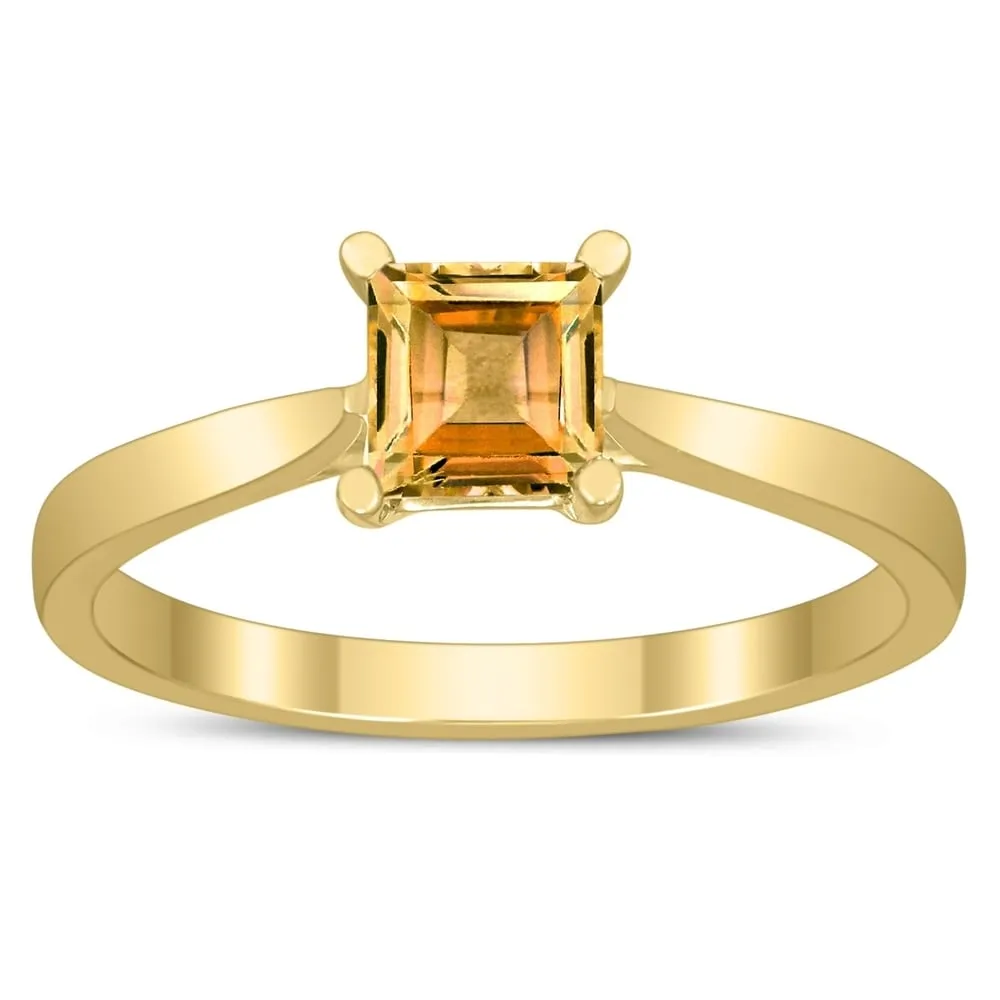 Square Princess Cut 5MM Citrine Solitaire Ring in 10K Yellow Gold sold by Zulily