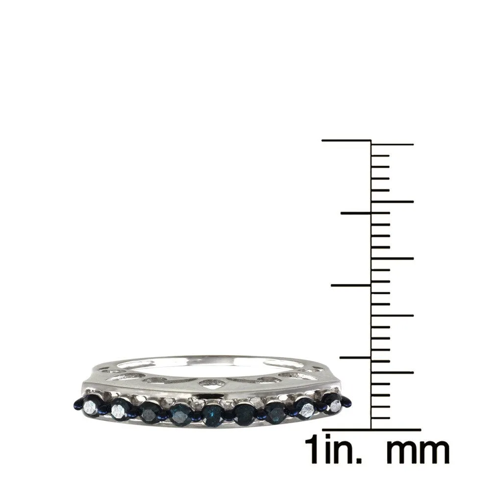 Sterling Silver 0.25ct TDW Blue Diamond Curve Top Band Ring sold by Zulily product image thumbnail 4