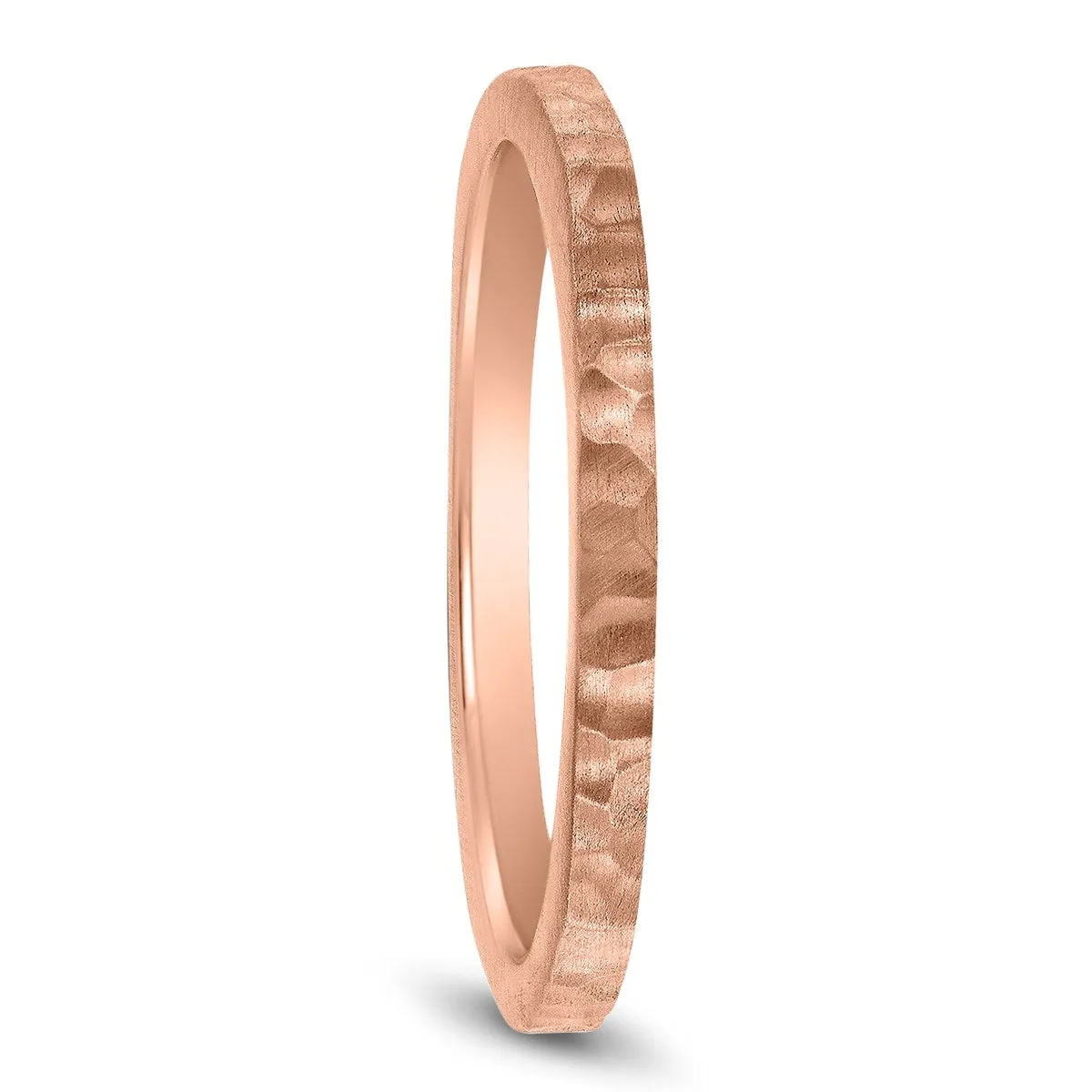 Women's 4 Sided Thin 1.5MM Hammered Wedding Band in 14K Rose Gold sold by Zulily product image thumbnail 2