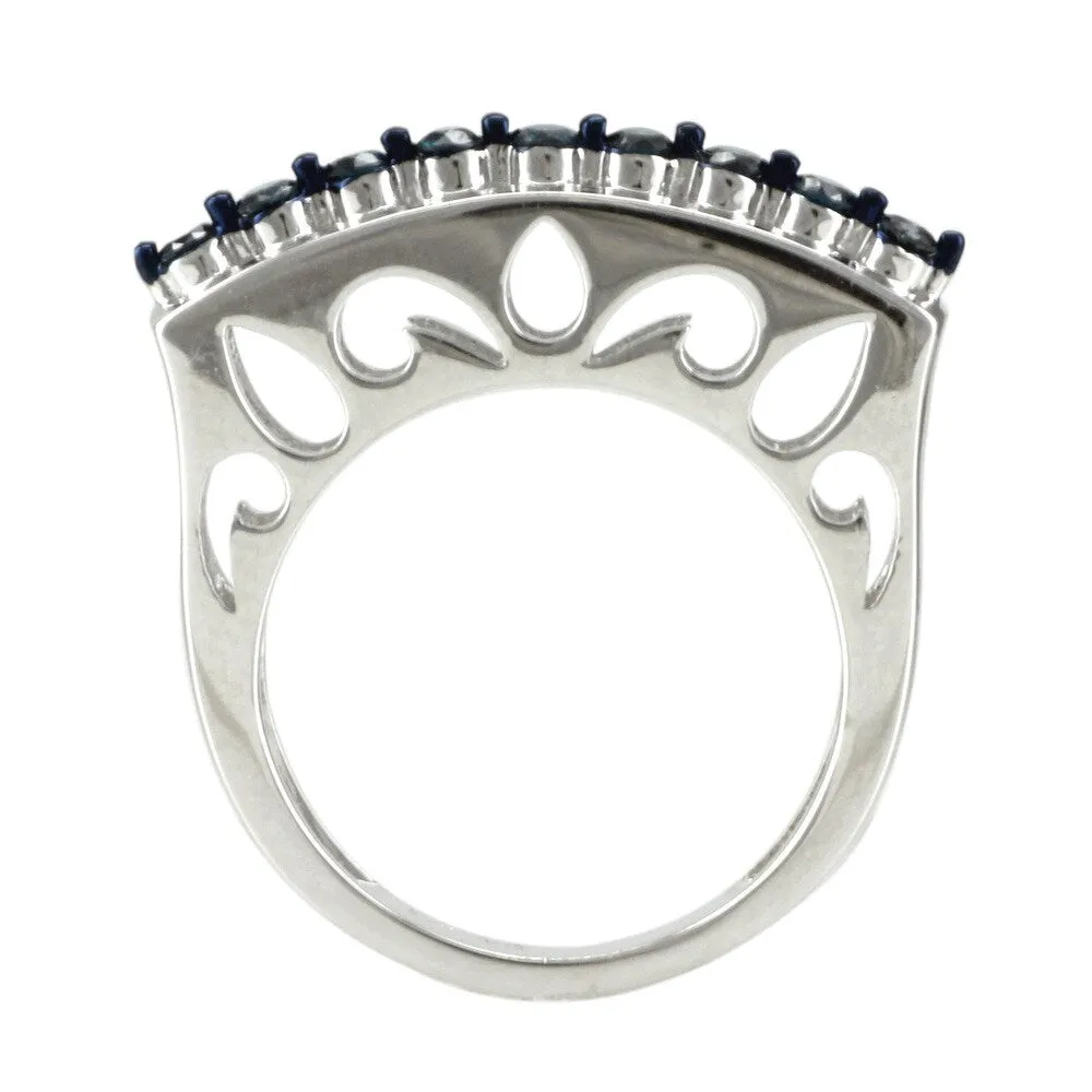 Sterling Silver 0.25ct TDW Blue Diamond Curve Top Band Ring sold by Zulily product image thumbnail 3