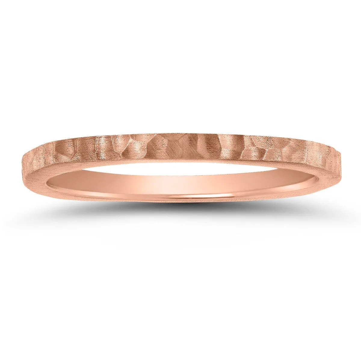 Women's 4 Sided Thin 1.5MM Hammered Wedding Band in 14K Rose Gold sold by Zulily