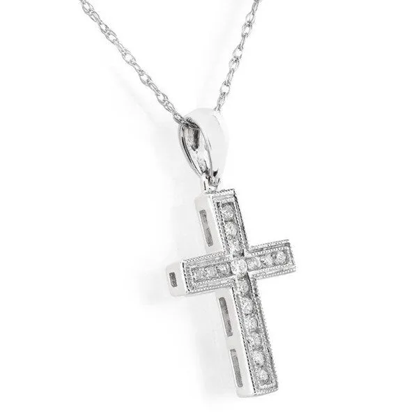 Annello by Kobelli 14k White, Yellow or Rose Gold 1/6ct TDW Diamond Cross Necklace sold by Zulily product image thumbnail 5