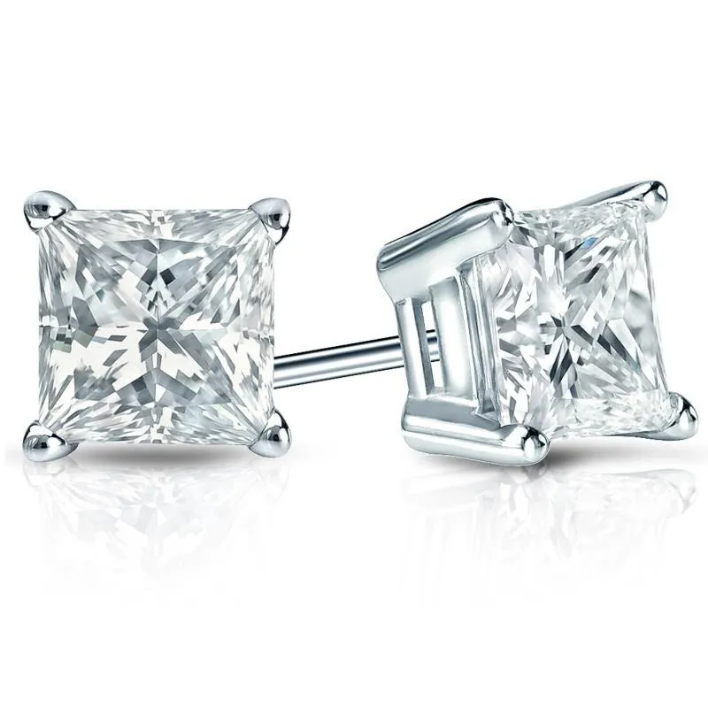 Auriya 14-karat Gold Lab Grown 3.50 carat TDW Princess Diamond Stud Earrings 4-Prong Basket Screw-back sold by Zulily