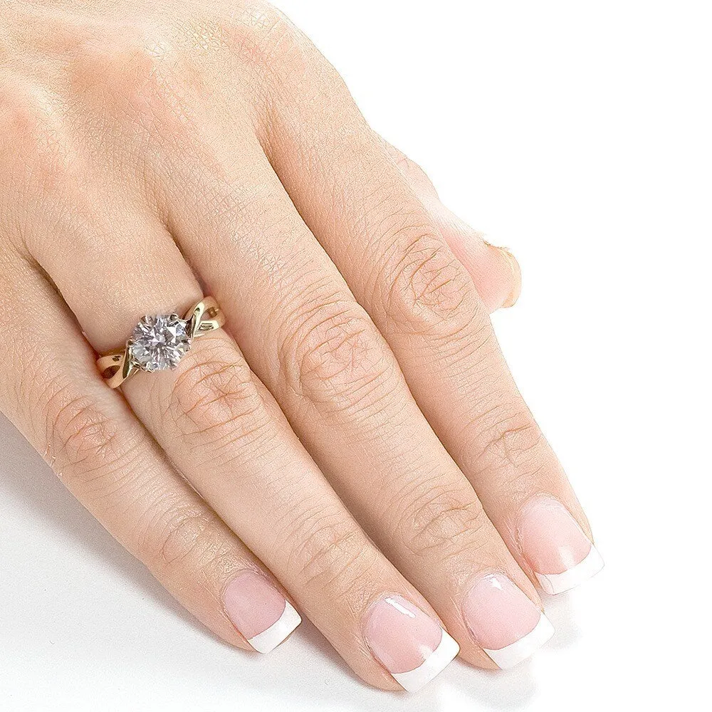 Annello by Kobelli 14k Yellow Gold 1 Carat 6-prong Round Moissanite Solitaire Crossover Engagement Ring sold by Zulily product image thumbnail 3