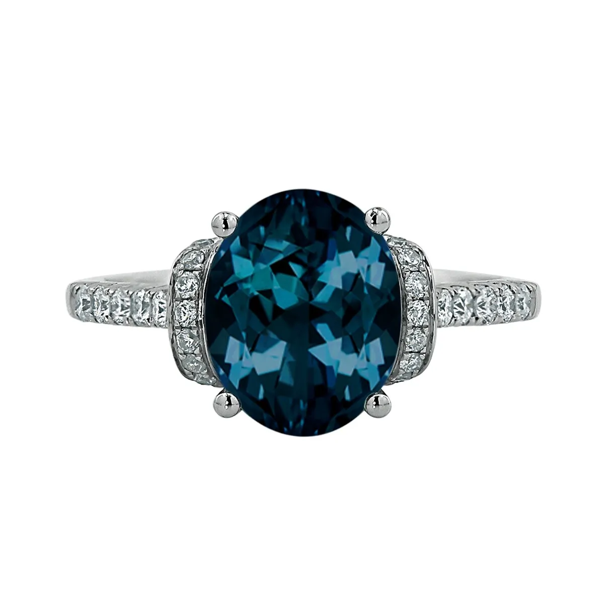 Auriya Modern 2 3/8ct Oval London-blue Topaz and Diamond Engagement Ring 3/8cttw 14k Gold sold by Zulily product image thumbnail 2