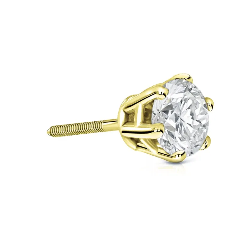 Auriya 1ctw 6-Prong Round Diamond SINGLE STUD (1) Earring 14k Gold sold by Zulily