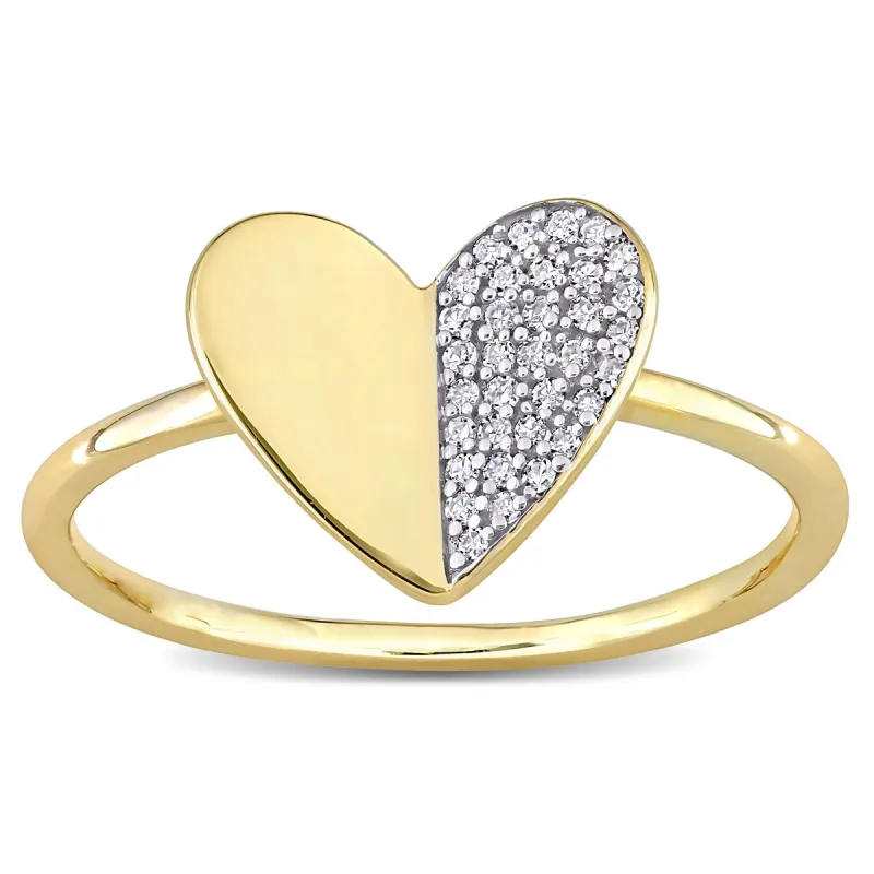 Miadora 10k Yellow Gold 1/10ct TDW Diamond Clustered Heart Ring sold by Zulily