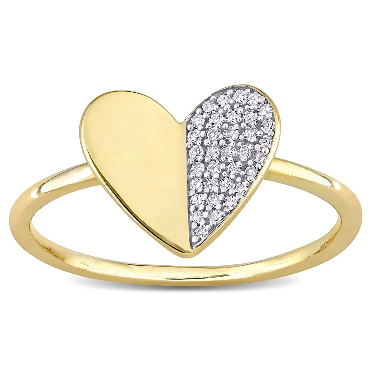 Miadora 10k Yellow Gold 1/10ct TDW Diamond Clustered Heart Ring sold by Zulily