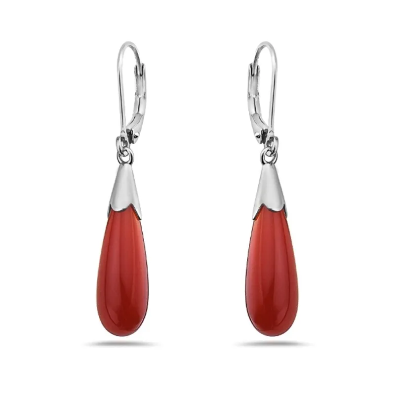 Vera & Co. Stelring Silver Long Red Carnelian TearDrop Leverback Earring sold by Zulily