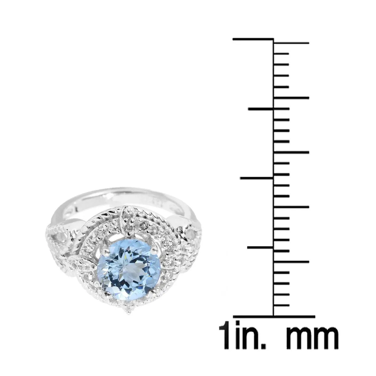 Sterling Silver with Natural Aquamarine and White Topaz Halo Ring sold by Zulily product image thumbnail 3