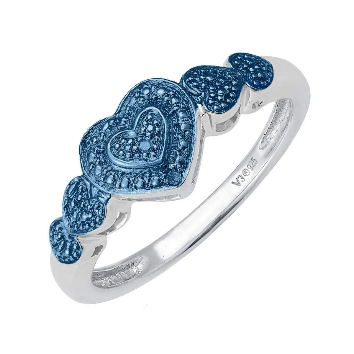 Sterling Silver with Natural Blue Diamond Heart Shape Promise Ring sold by Zulily product image thumbnail 2