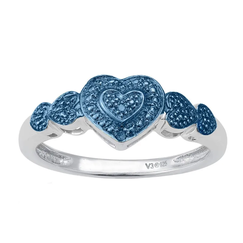 Sterling Silver with Natural Blue Diamond Heart Shape Promise Ring sold by Zulily