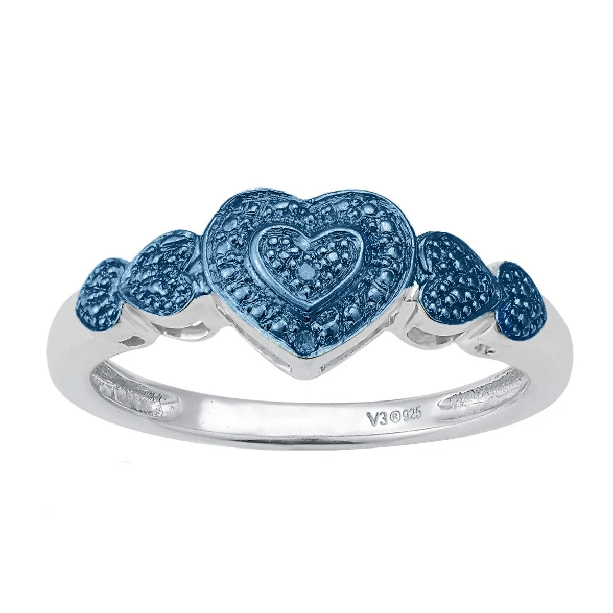 Sterling Silver with Natural Blue Diamond Heart Shape Promise Ring sold by Zulily