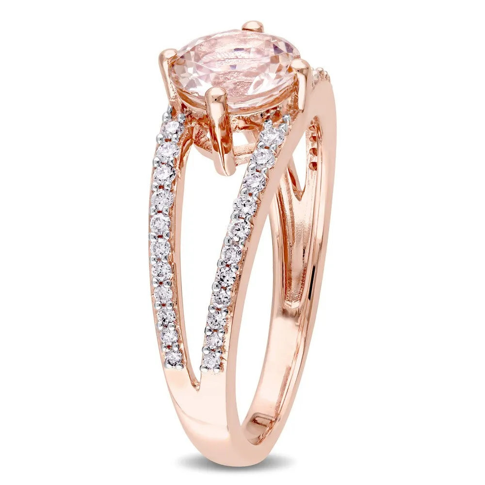 Miadora Signature Collection 14k Rose Gold Morganite and 1/3ct TDW Diamond Split Shank Solitaire Engagement Ring - Pink sold by Zulily product image thumbnail 2