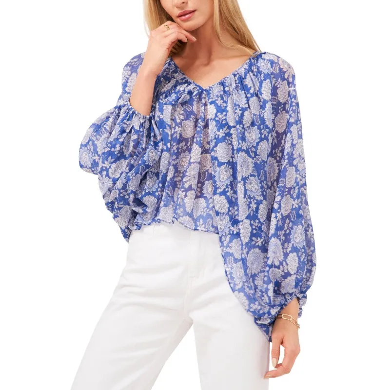 Vince Camuto Women's Floral Balloon Sleeve Blouse Blue sold by Zulily