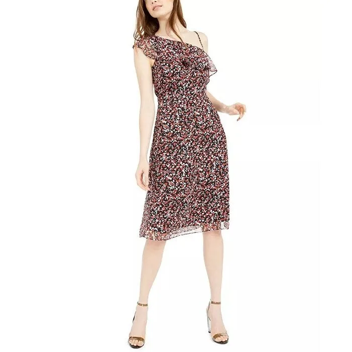 Bar III Women's Printed Asymmetric Sheath Dress White Size 10 sold by Zulily