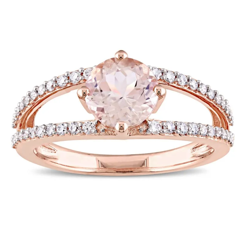 Miadora Signature Collection 14k Rose Gold Morganite and 1/3ct TDW Diamond Split Shank Solitaire Engagement Ring - Pink sold by Zulily