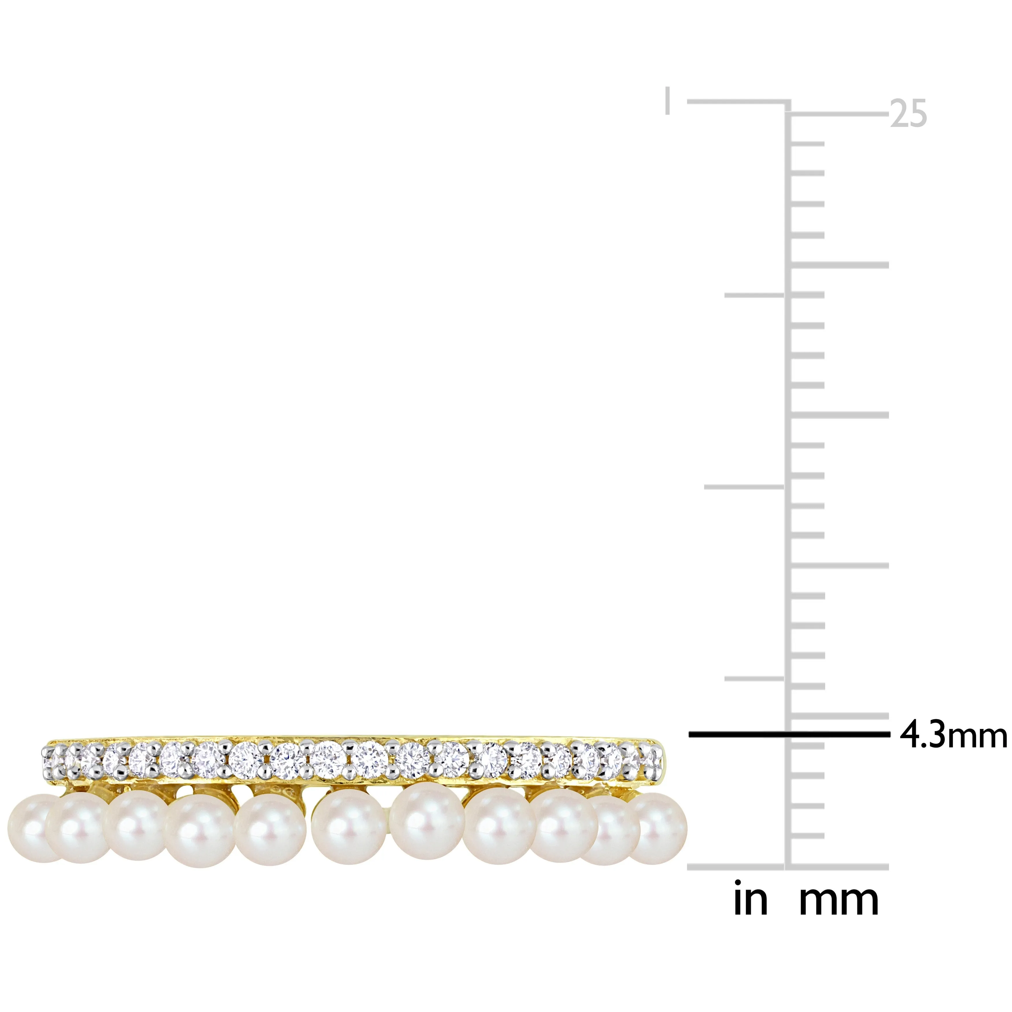 Miadora 2-2.5mm Cultured Freshwater Pearl and 1/6ct TDW Diamond Single Row Ring in 14k Yellow Gold sold by Zulily product image thumbnail 4
