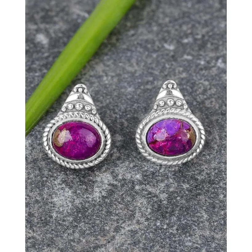 Purple Copper Turquoise Sterling Silver Twisted Rope Design Stud Earrings - .5 x 5 sold by Zulily product image thumbnail 4