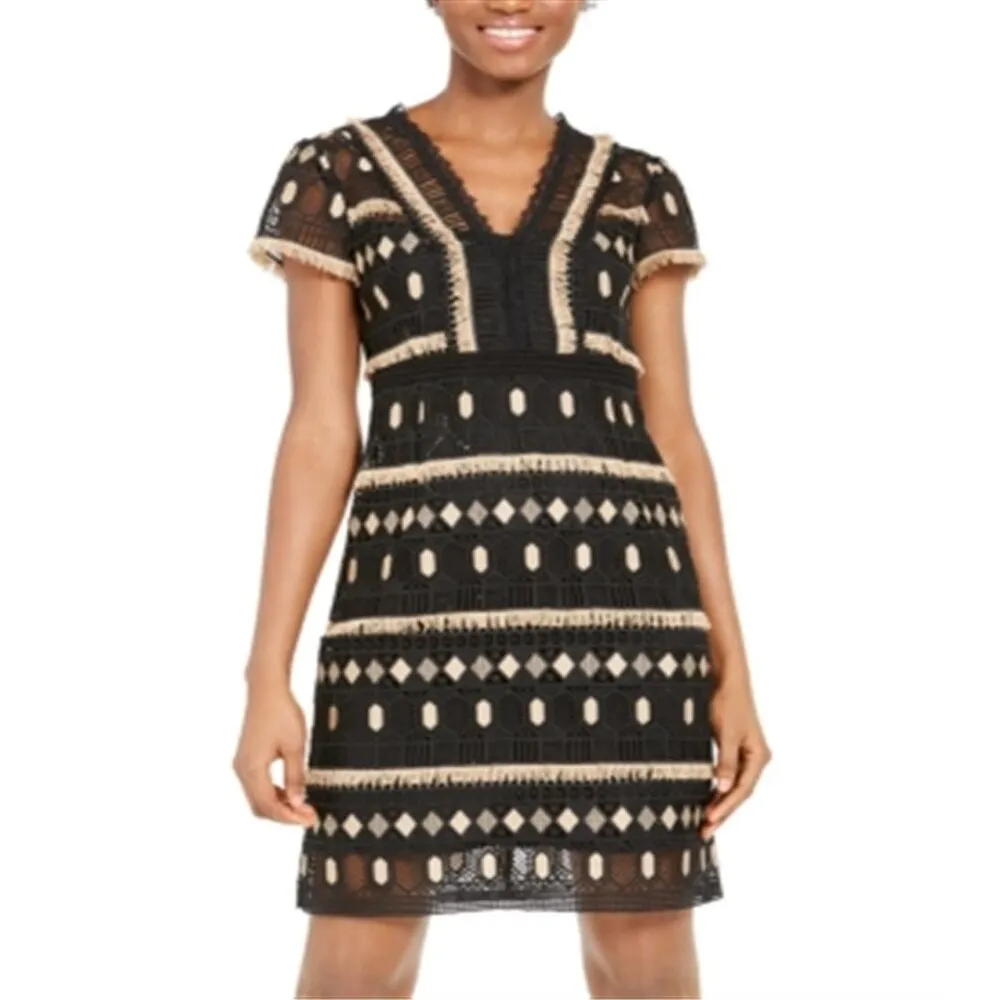 Nanette Lepore Effortless Geo-Lace Sheath Dress Brown Size 10 sold by Zulily