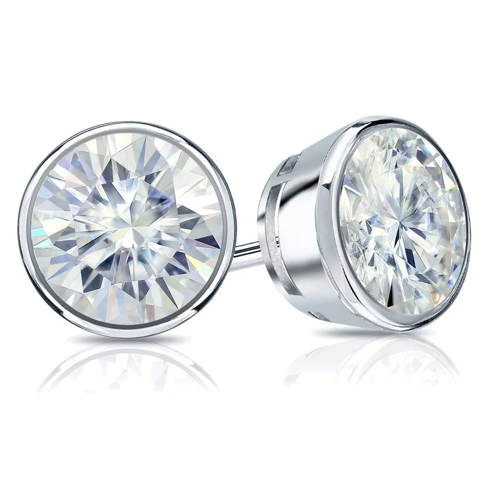Auriya 18k Gold 6ctw Bezel-set Round Moissanite Stud Earrings sold by Zulily
