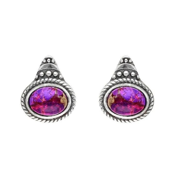 Purple Copper Turquoise Sterling Silver Twisted Rope Design Stud Earrings - .5 x 5 sold by Zulily product image thumbnail 2