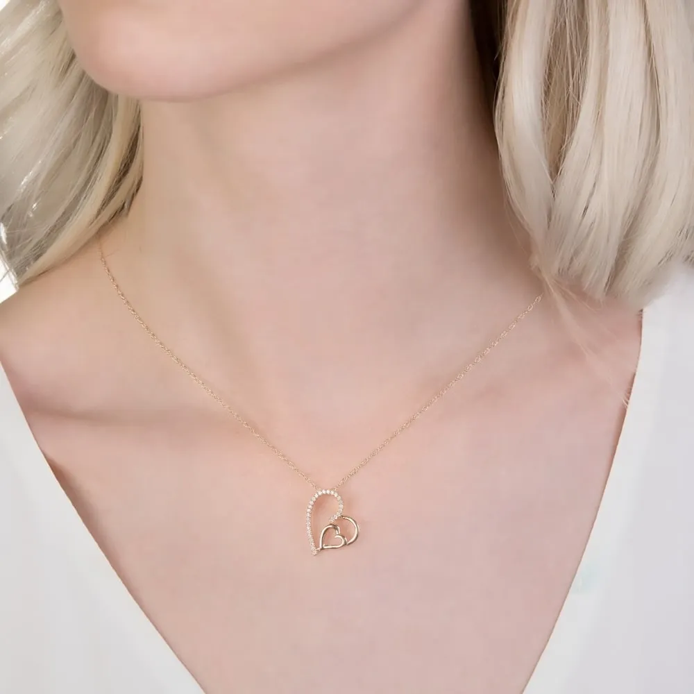 De Couer 10k Yellow Gold 1/10ct TDW Diamond Heart Necklace sold by Zulily product image thumbnail 5
