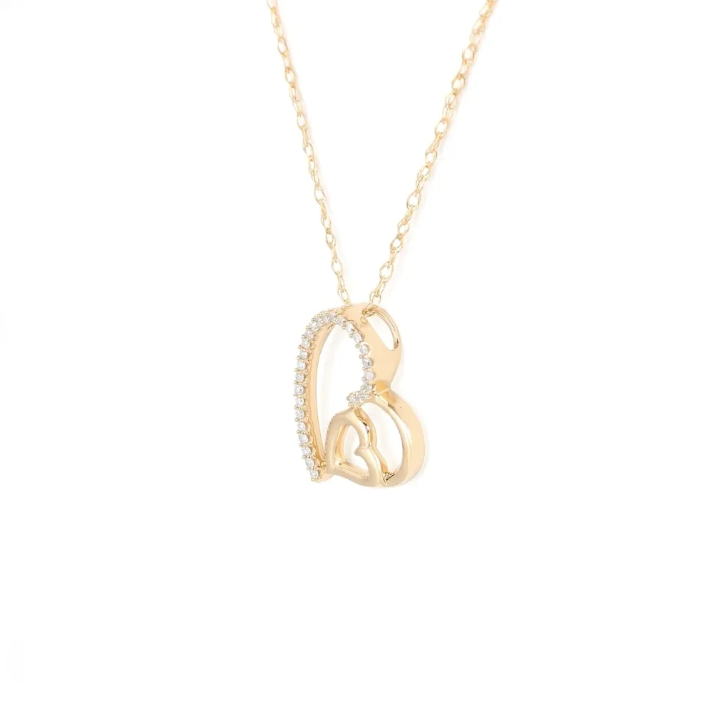 De Couer 10k Yellow Gold 1/10ct TDW Diamond Heart Necklace sold by Zulily product image thumbnail 3