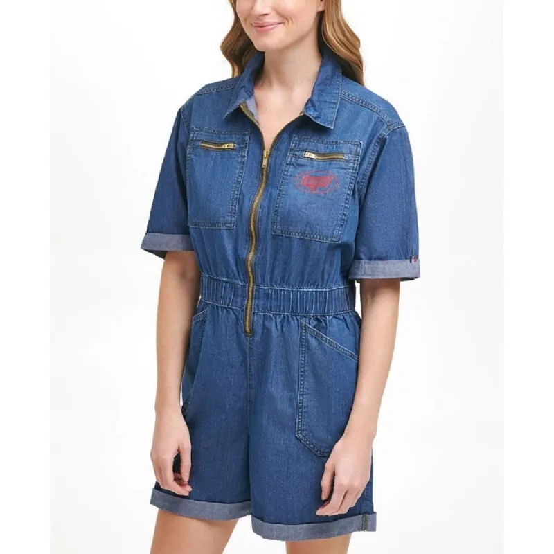 Tommy Jeans Women's Cotton Zip Up Denim Romper Blue Size X-Small - XS sold by Zulily