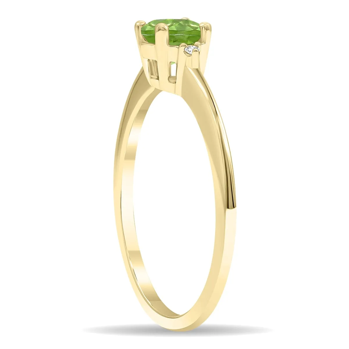 Women's Round Shaped Peridot and Diamond Classic Band in 10K Yellow Gold sold by Zulily product image thumbnail 3