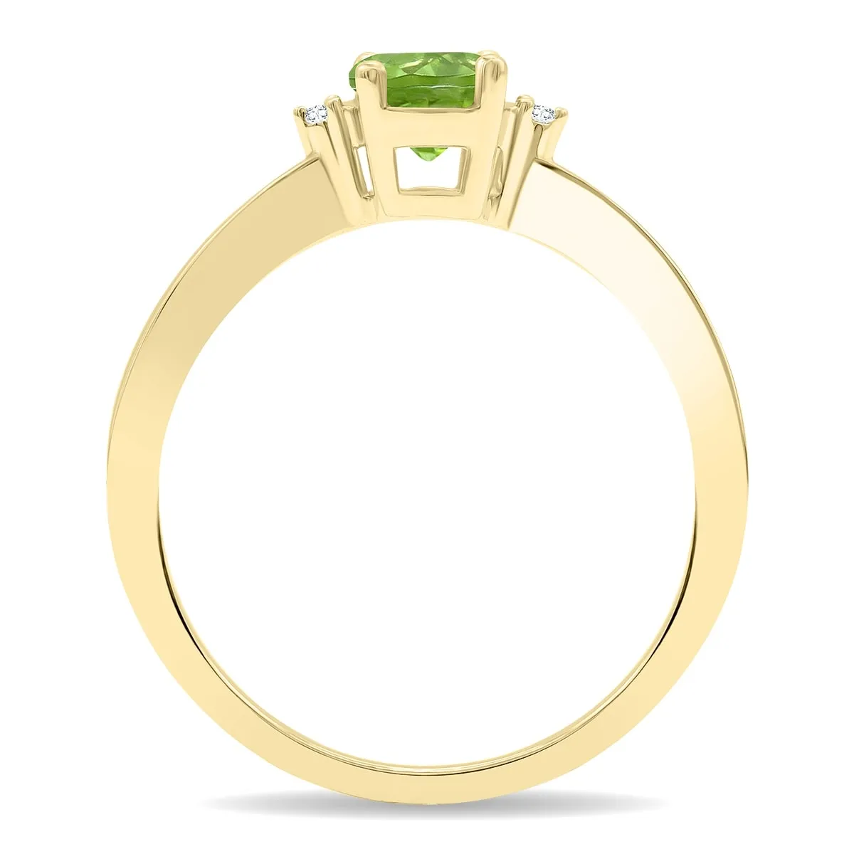 Women's Round Shaped Peridot and Diamond Classic Band in 10K Yellow Gold sold by Zulily product image thumbnail 2
