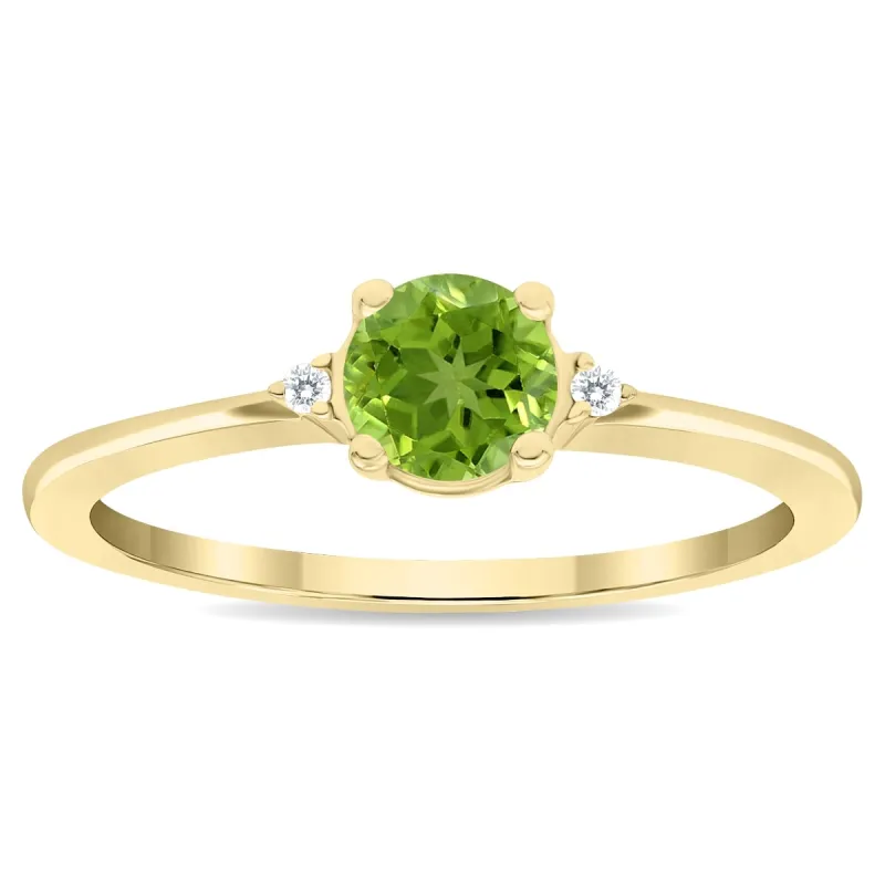Women's Round Shaped Peridot and Diamond Classic Band in 10K Yellow Gold sold by Zulily
