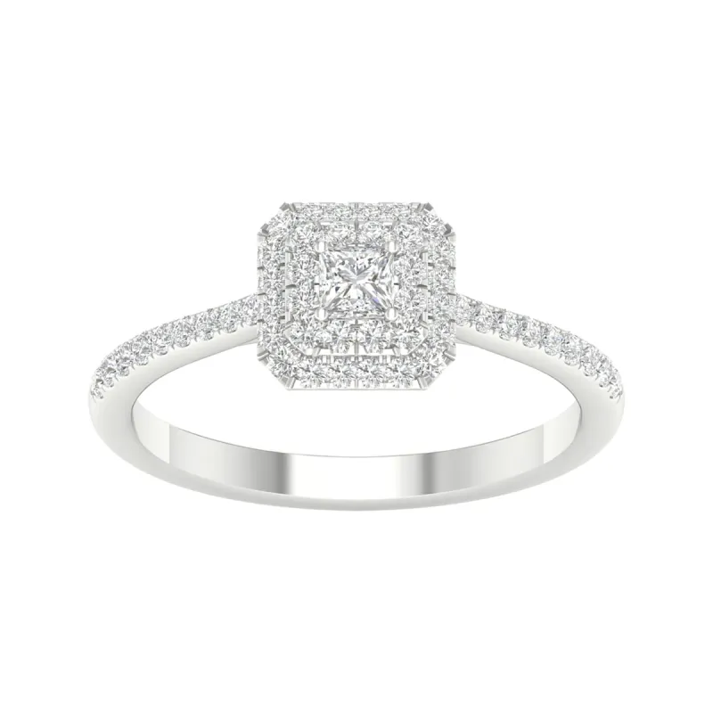 3/8ct TDW Princess Cut Diamond Halo Ring in 10k Gold by De Couer sold by Zulily