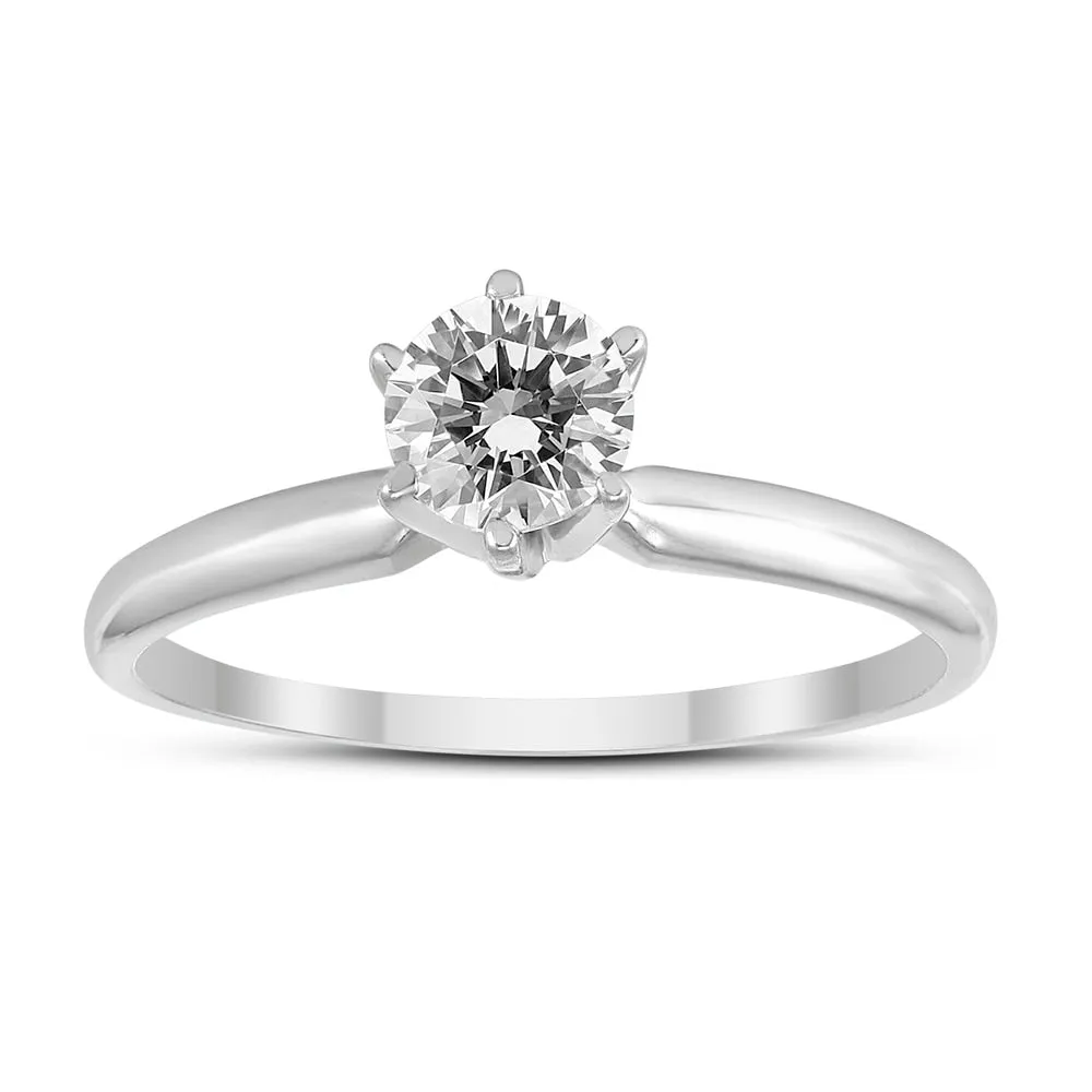 AGS Certified 1/2 Carat Round Diamond Solitaire Ring in 14K White Gold (I-J Color, SI1-SI2 Clarity) sold by Zulily product image thumbnail 2