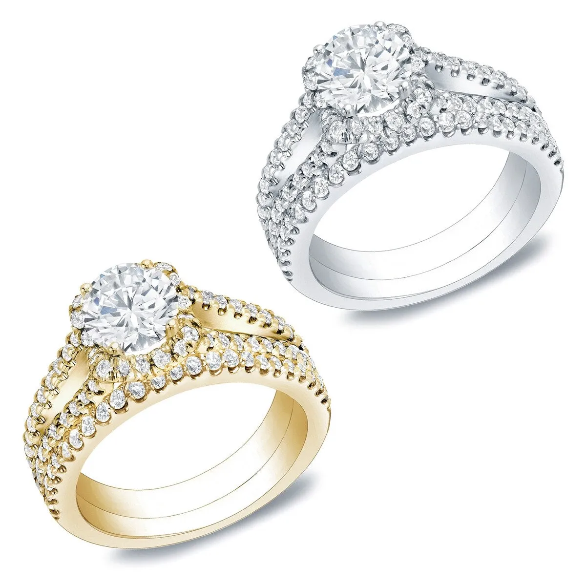 Auriya 1 1/2ctw Round Halo Diamond Engagement Ring Set 14k Gold Certified sold by Zulily product image thumbnail 5