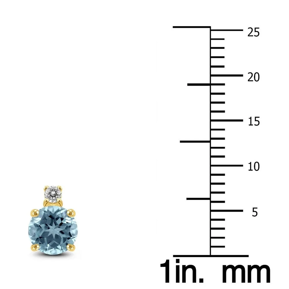 14K Yellow Gold 5MM Round Aquamarine and Diamond Earrings sold by Zulily product image thumbnail 2