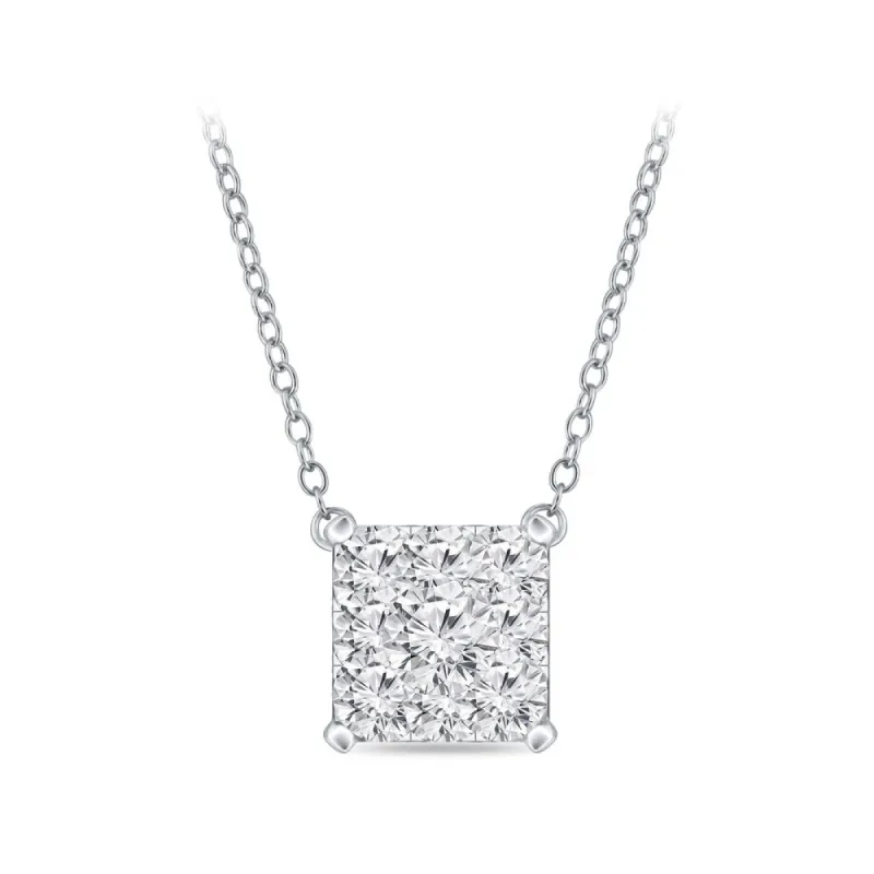 14k Gold Square Shaped 1/8ct TDW Pave Diamond Necklace by Auriya (H-I, I1-I2) sold by Zulily