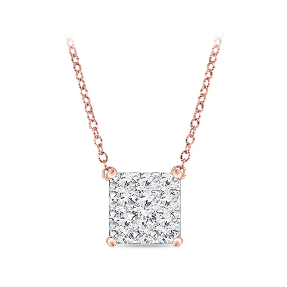 14k Gold Square Shaped 1/8ct TDW Pave Diamond Necklace by Auriya (H-I, I1-I2) sold by Zulily product image thumbnail 3