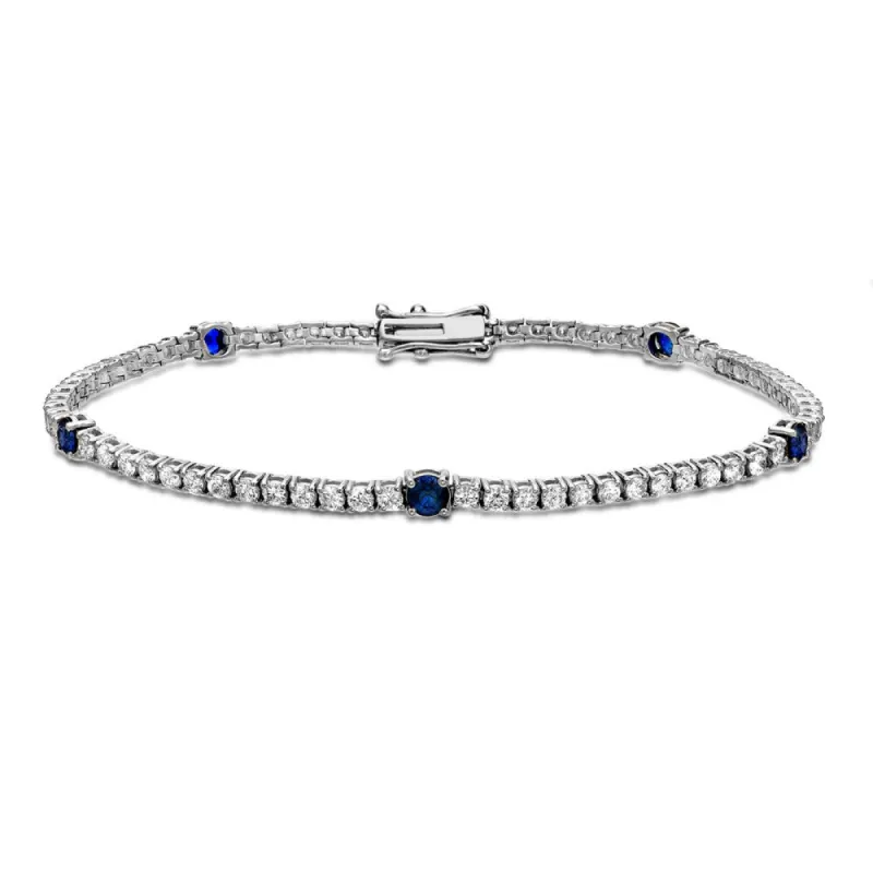 Auriya 2 1/4ct TW Blue Sapphire and Diamond Tennis Bracelet 14k Gold sold by Zulily