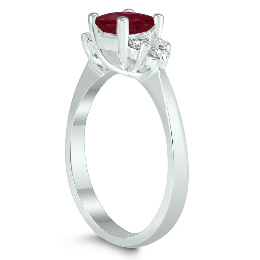 Princess Cut 5X5MM Ruby and Diamond Duchess Ring in 10K White Gold sold by Zulily product image thumbnail 2