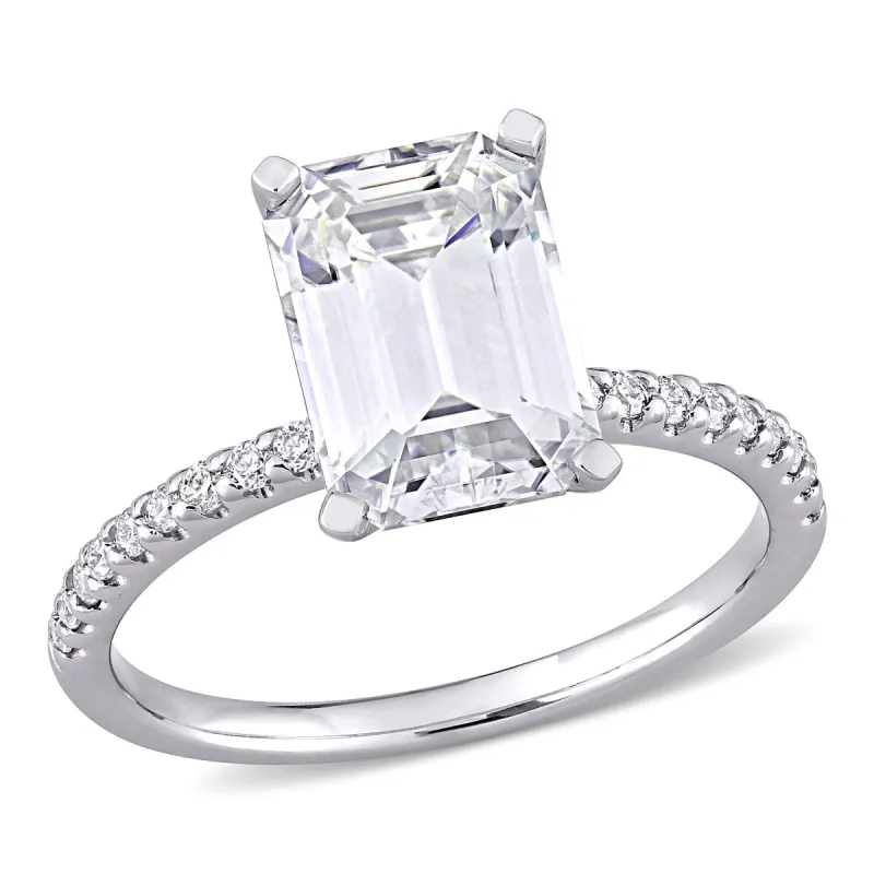 Miadora 3 1/5ct DEW Emerald-cut Moissanite Engagement Ring in 10k White Gold sold by Zulily