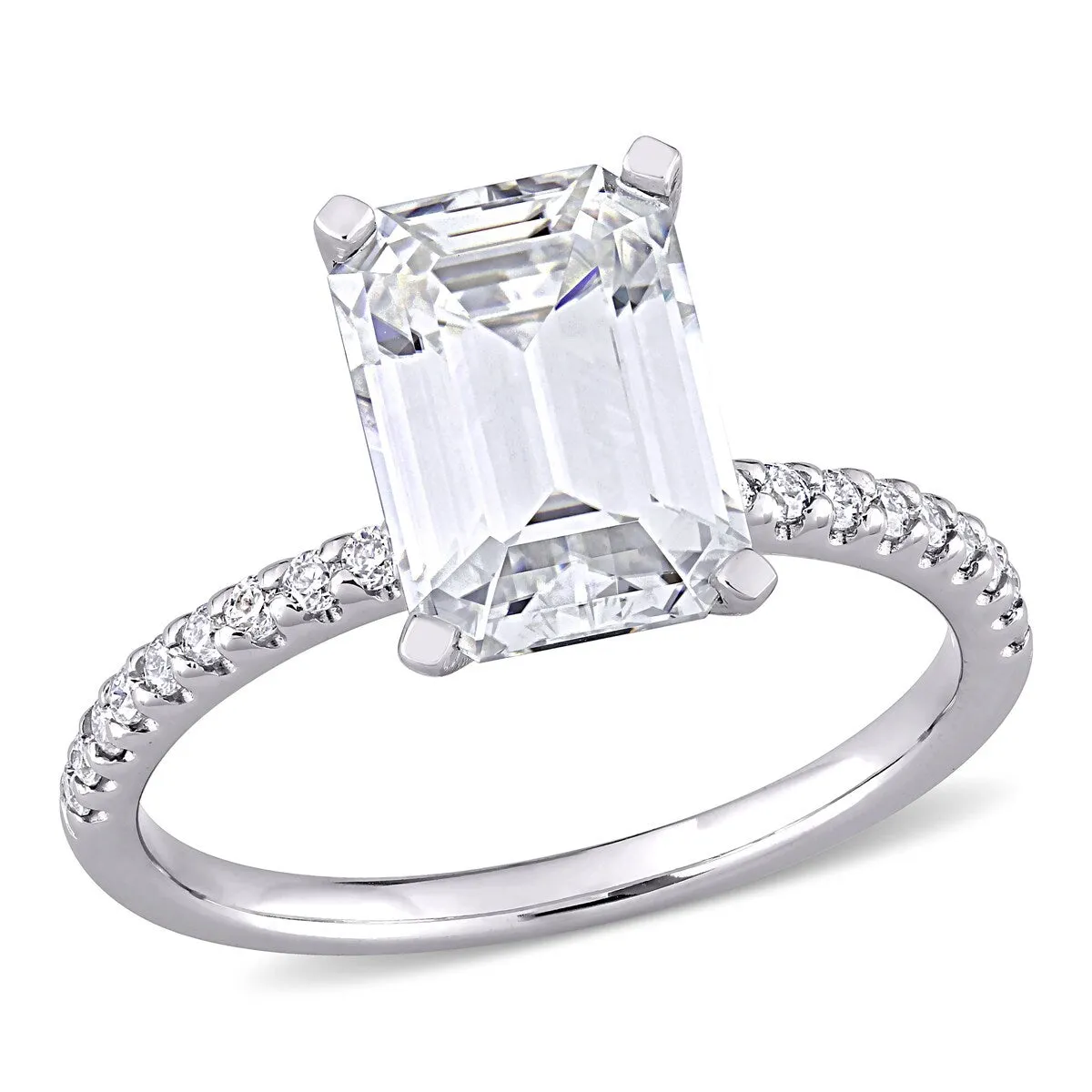 Miadora 3 1/5ct DEW Emerald-cut Moissanite Engagement Ring in 10k White Gold sold by Zulily