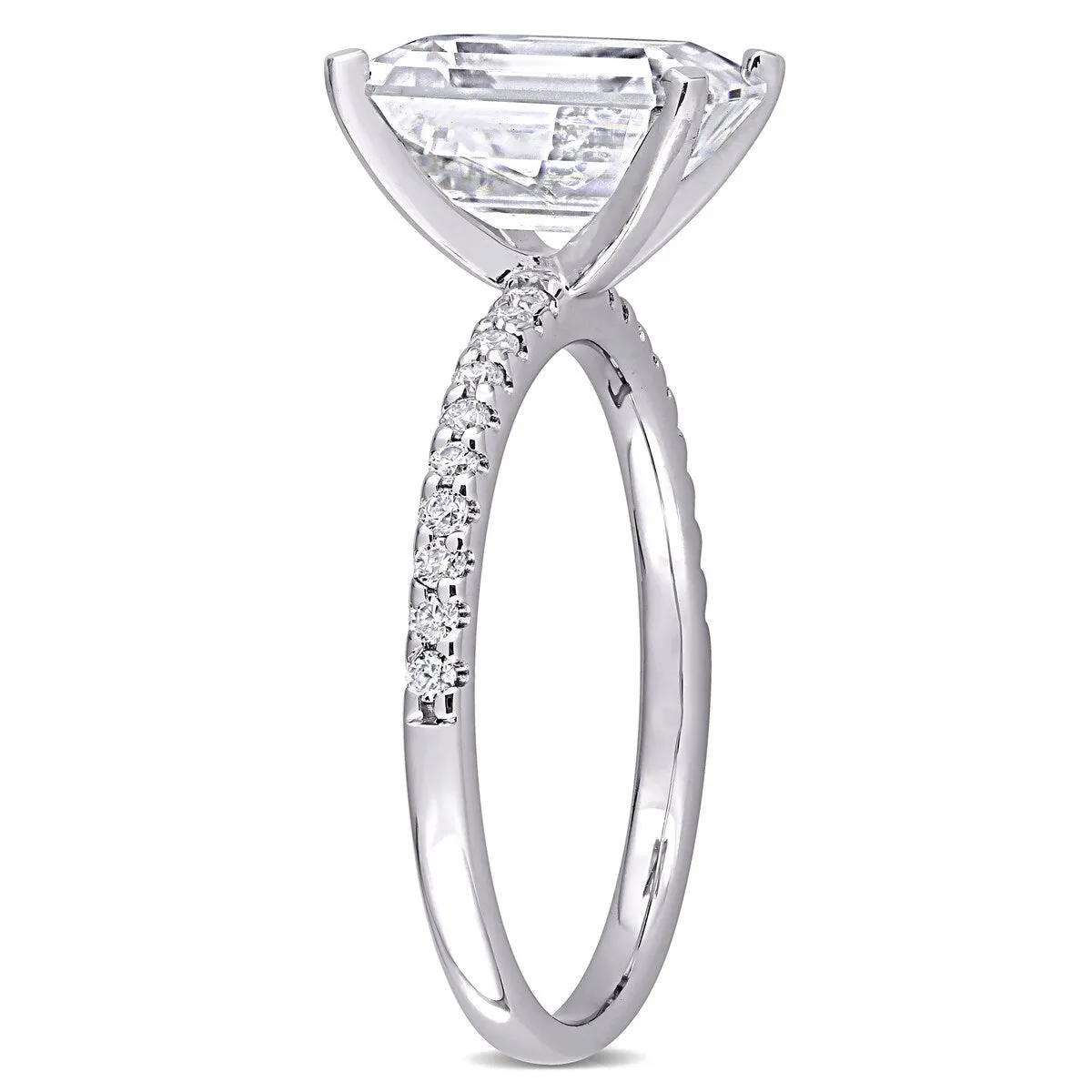 Miadora 3 1/5ct DEW Emerald-cut Moissanite Engagement Ring in 10k White Gold sold by Zulily product image thumbnail 3