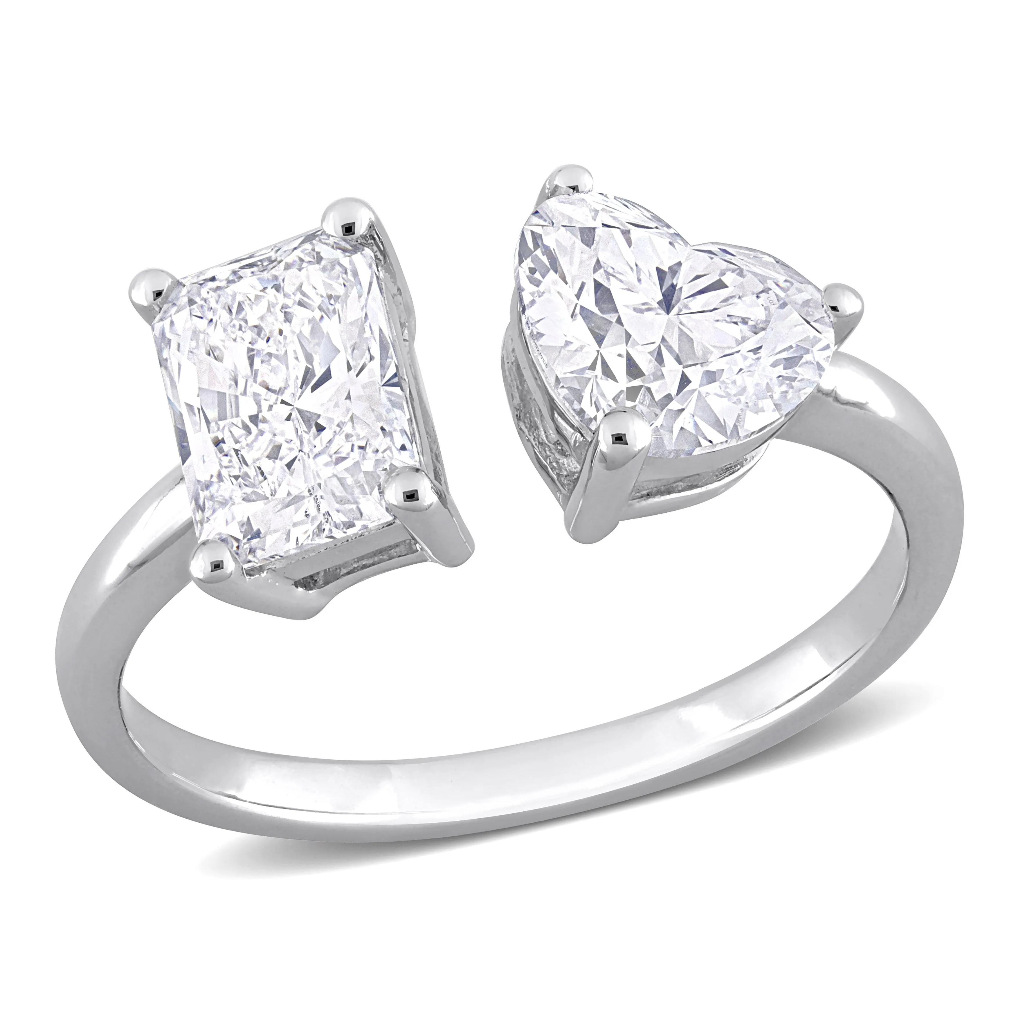 Created Forever 2ct TDW Radiant & Heart Lab-Grown Diamond 2-Stone Engagement Ring in 14k White Gold sold by Zulily