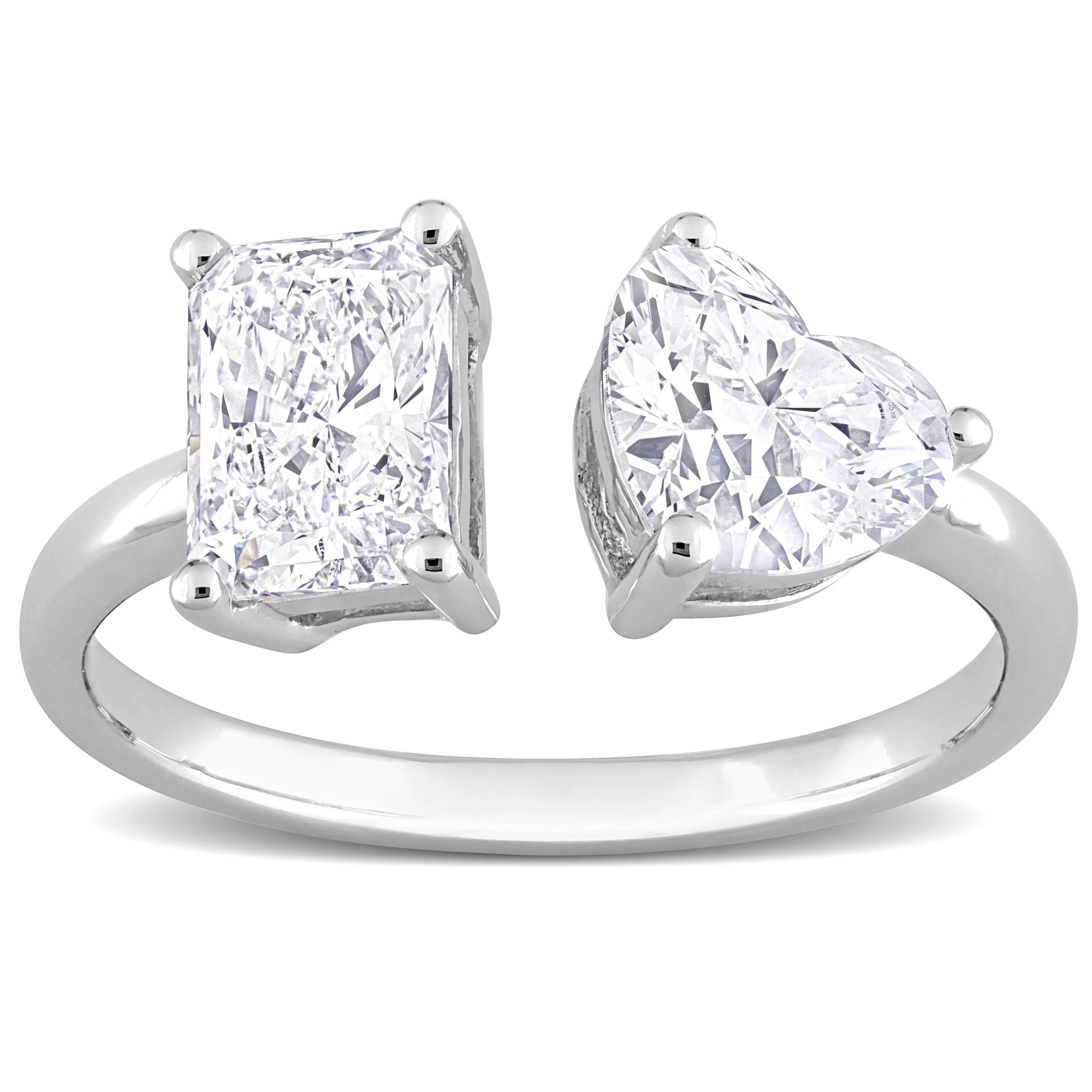 Created Forever 2ct TDW Radiant & Heart Lab-Grown Diamond 2-Stone Engagement Ring in 14k White Gold sold by Zulily product image thumbnail 2