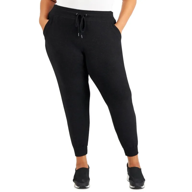 ID Ideology Women's Drawstring Knit Joggers Black Size 1X sold by Zulily