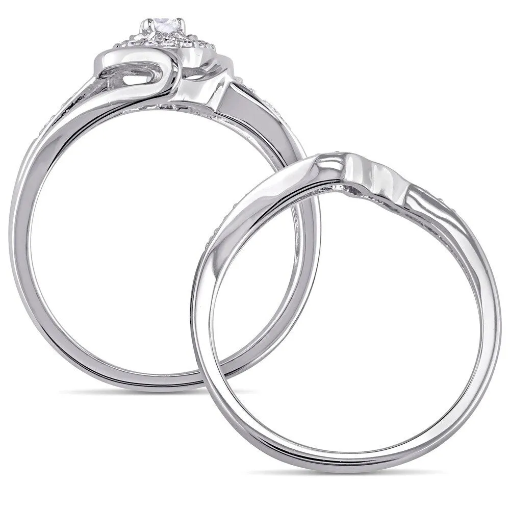 Miadora Sterling Silver 1/4ct TDW Diamond Halo Bridal Ring Set sold by Zulily product image thumbnail 5