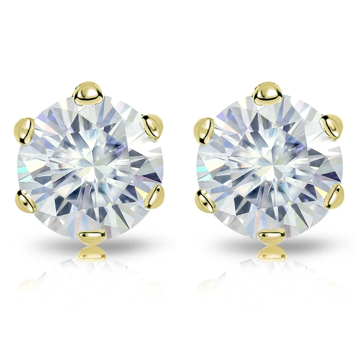 Auriya 3ctw Round Moissanite Stud Earrings 18k Gold - 7.4 mm sold by Zulily product image thumbnail 4